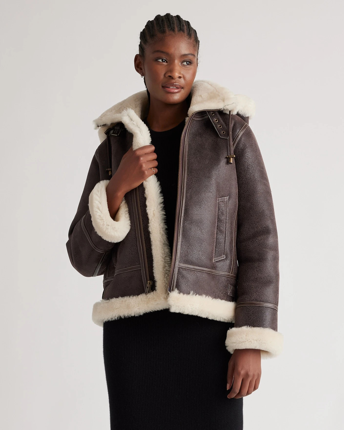 100% Shearling Cold Weather Bomber Jacket | Quince