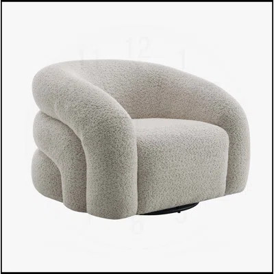 Irma Gray Boucle Swivel Chair with Comfortable Full Foam Cushion and 360-Degree Rotation for Modern Living | Wayfair North America