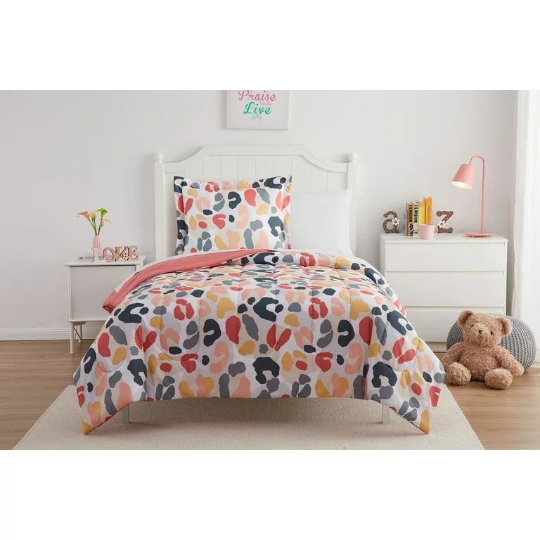 Your Zone Yellow Cheetah Bed-in-a-Bag Coordinating Bedding Set, Twin | Walmart (US)