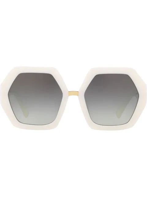 hexagonal oversized V logo sunglasses | Farfetch (US)