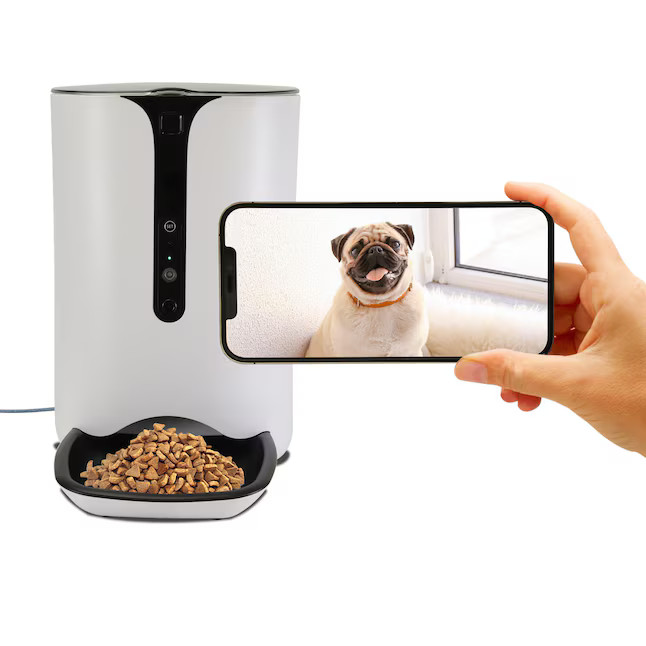 Lentek Smart Pet Treat Tosser with HD Camera, 2-way Audio 10-oz Plastic Dog/Cat Automatic Feeder ... | Lowe's