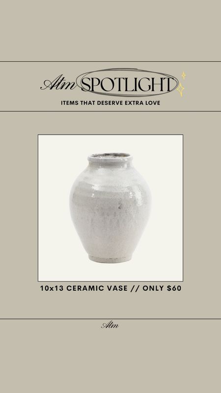 ATM Spotlight - TJMaxx 10x13 Ceramic Vase // only $60!

ceramic vase, vase, crackled ceramic vase, deal of the day, affordable home decor finds, affordable finds, deals, home deals, tjmaxx finds, tjmaxx deals, neutral home decor 

#LTKHome #LTKStyleTip #LTKFindsUnder100