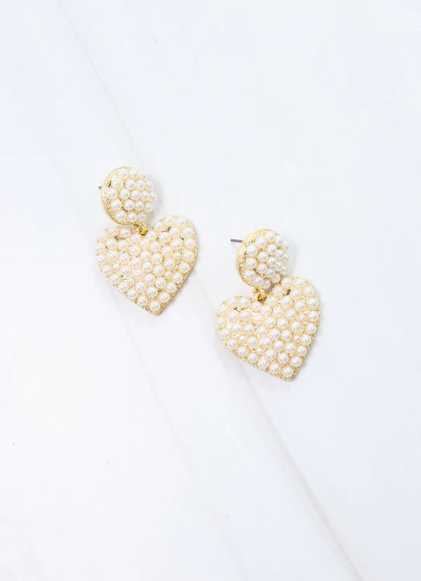Omarion Pearl Heart Drop Earring Ivory | Caroline Hill