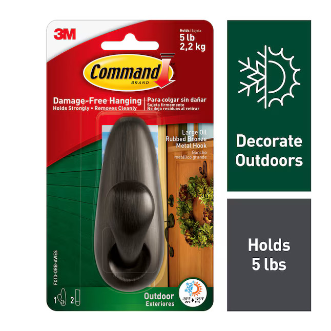 Command Large Outdoor Bronze Adhesive 5-lb Capacity) | Lowe's