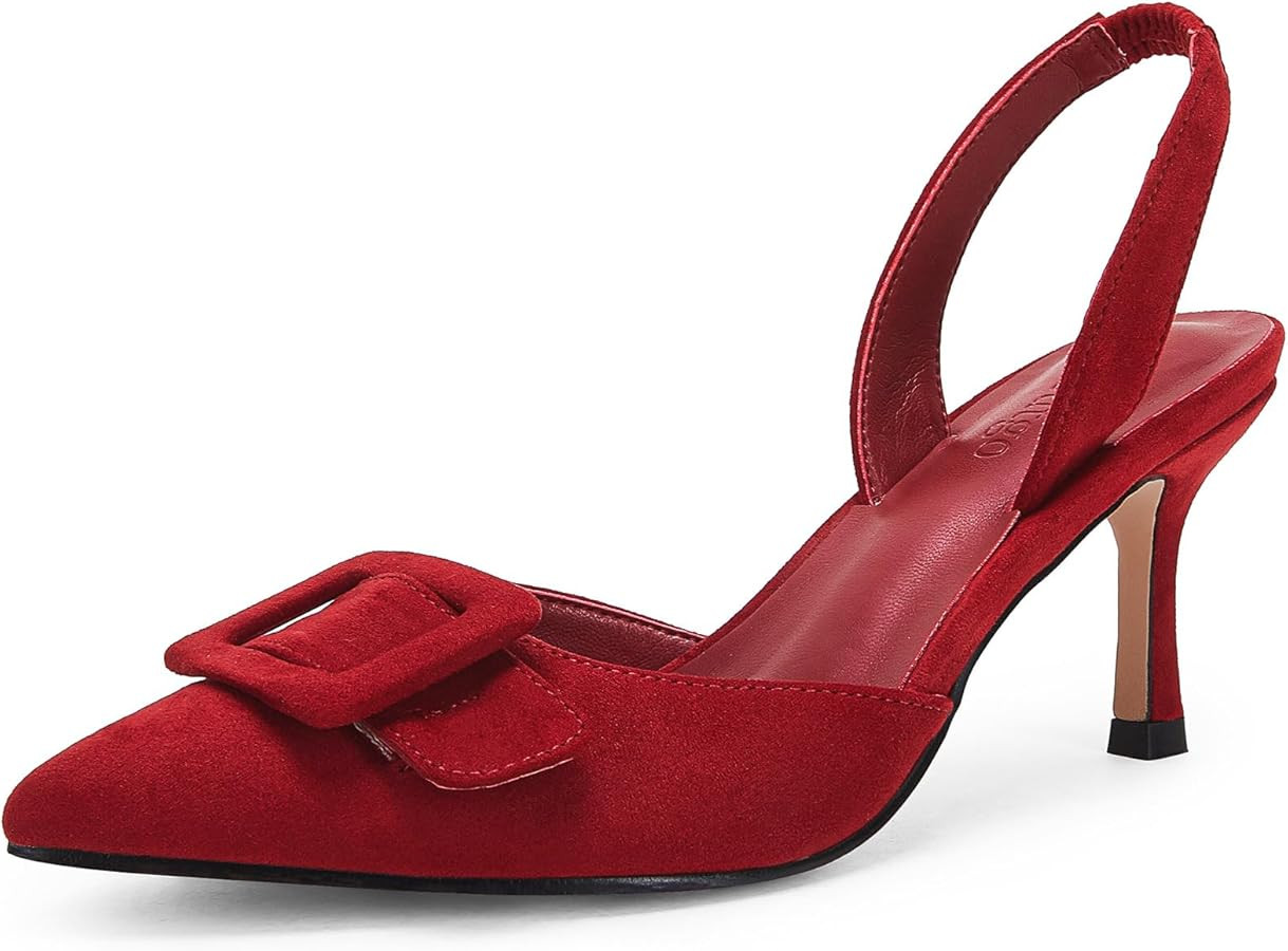 Coutgo Womens Slingback Sandals Kitten Heel Pumps | Amazon (US)