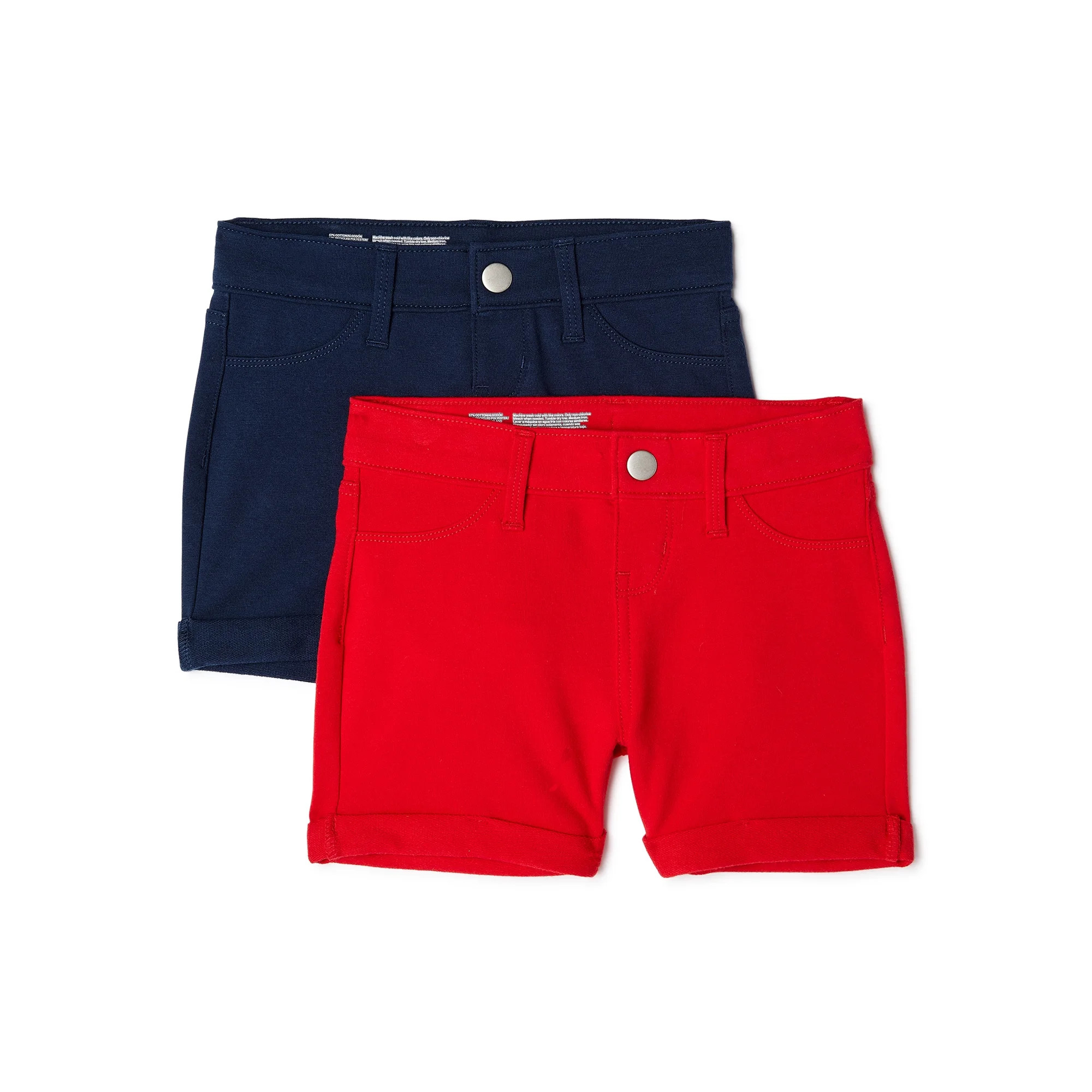 Wonder Nation Girls French Terry Shorts, 2-Pack, Sizes 4-18 & Plus | Walmart (US)