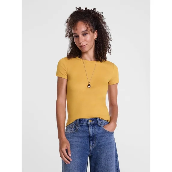 Scenario Women's Rib Tee with Short Sleeves, Sizes XS-XXXL | Walmart (US)