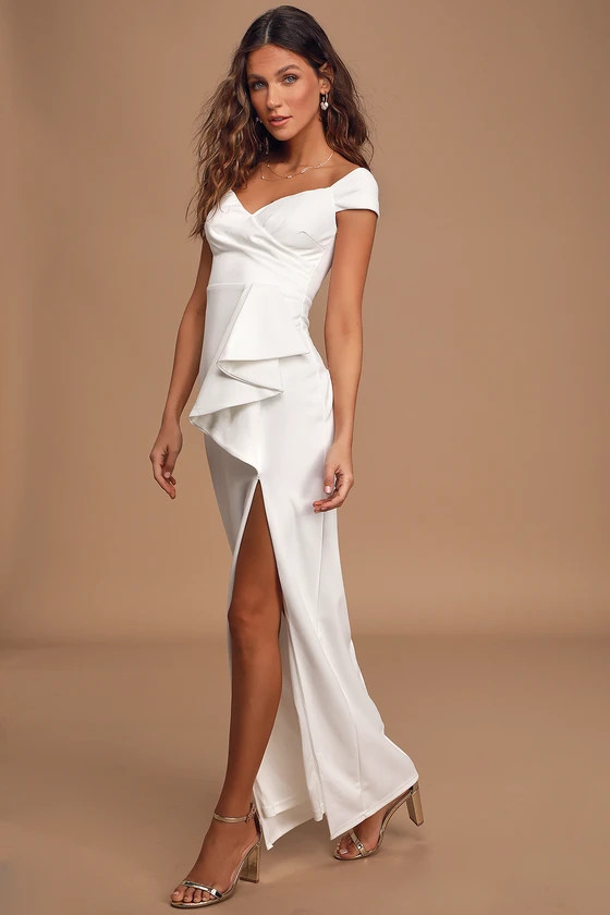 Mi Amor Ivory Off-the-Shoulder Maxi Dress | Lulus (US)
