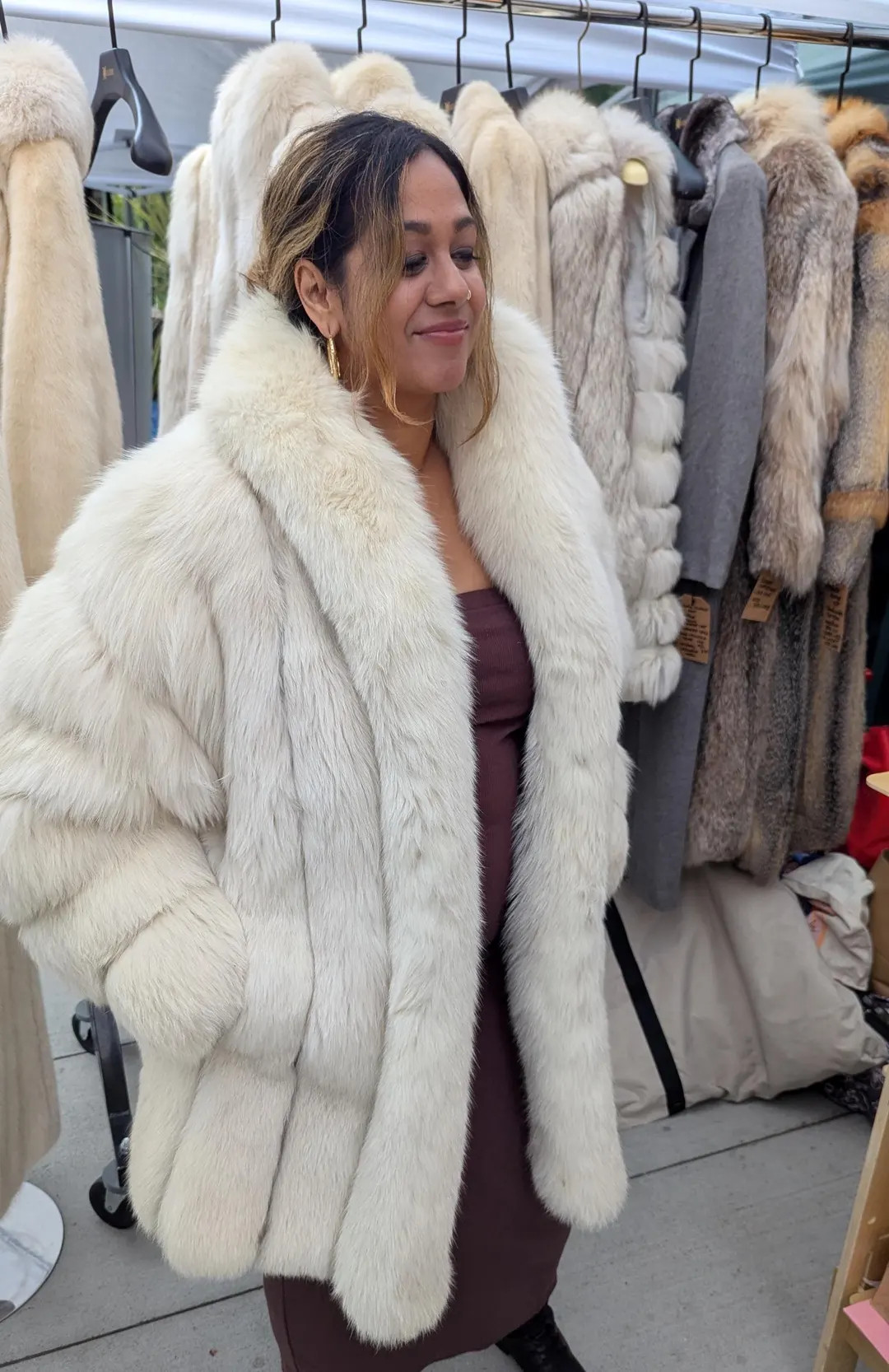 Vintage Saga Furs White Fox Stroller Coat 1980s | Winter Ivory White | Panel Design Mid-Length | ... | Etsy (US)