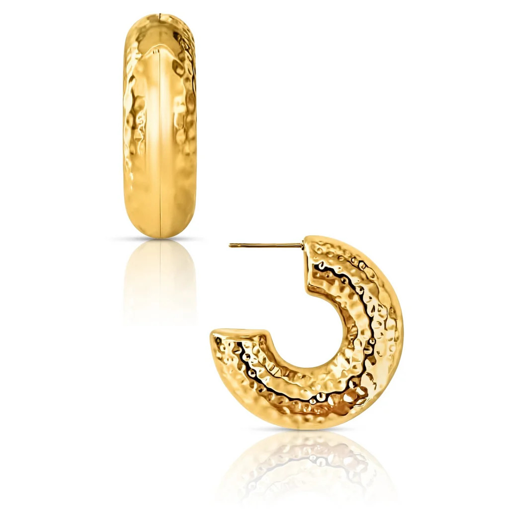 Kirby Hammered Tube Hoop Earing | Ellie Vail Jewelry