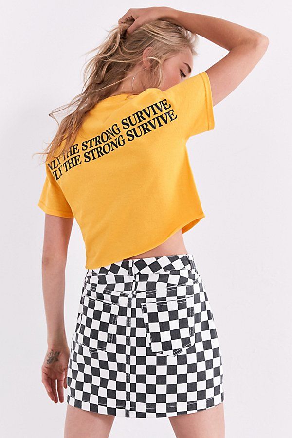 Only The Strong Survive Cropped Tee - Yellow S at Urban Outfitters | Urban Outfitters US