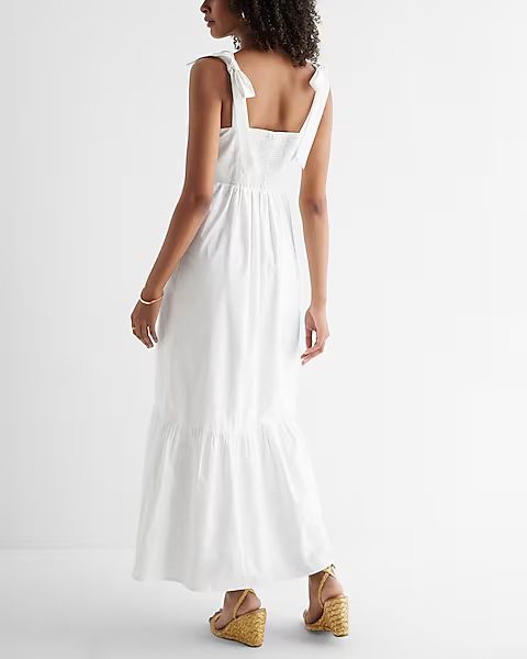 Square Neck Bow Tiered Maxi Dress | Express