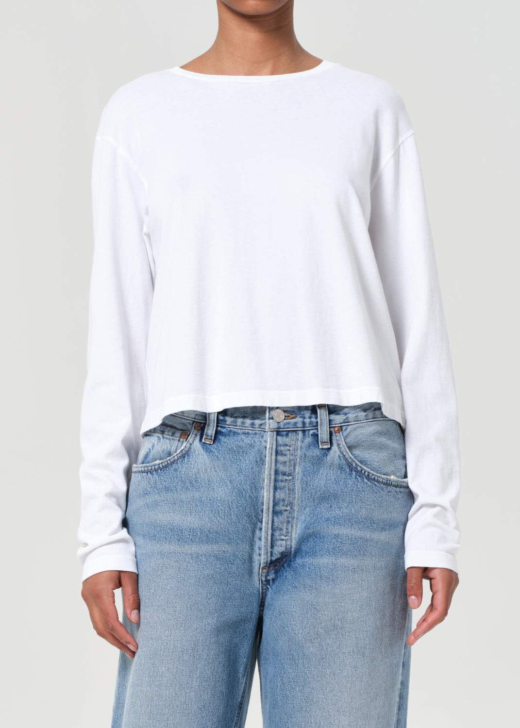 Sydney Long Sleeve Tee in White | AGOLDE