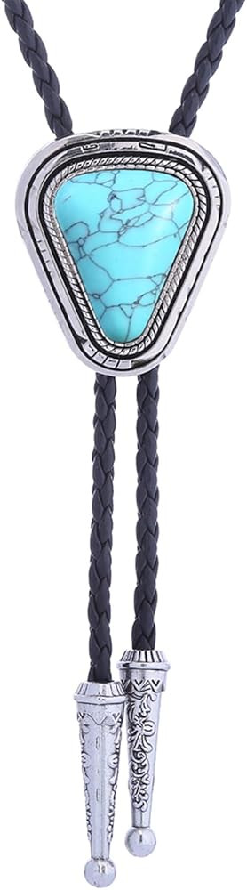 Turquoise Bolo Tie for Men, Leather Braided Necktie Western Cowboy Bola Tie Costume Accessories f... | Amazon (US)