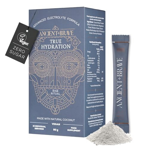 Ancient + Brave True Hydration - Electrolyte Powder 15 x 6g Sachets - Magnesium, Potassium, Chromium - Coconut Water Blend for Morning Replenishment, Post Workout Recovery - Vegan, Natural Flavor | Amazon (UK)
