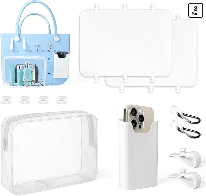 8Pcs Accessories for Bogg Bag, 2Pcs Organizer Divider,Silicone Phone Holder, 4Pcs Key Holder Hook... | Amazon (US)