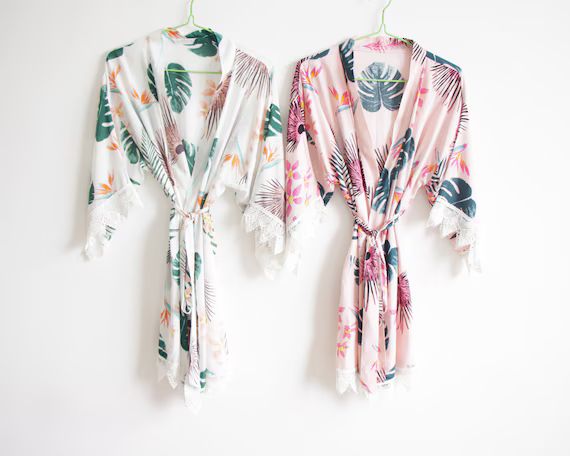 Panama leaf women kimono robe bridesmaid robes white robe for bridesmaid gift palm leaf robes for... | Etsy (US)