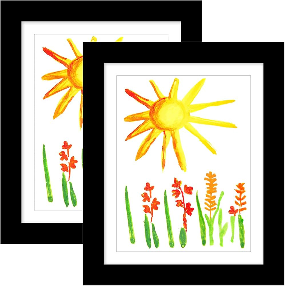 Americanflat Kids Artwork Picture Frame in Black - Displays 8.5x11 With Mat and 10x12.5 Without M... | Amazon (US)