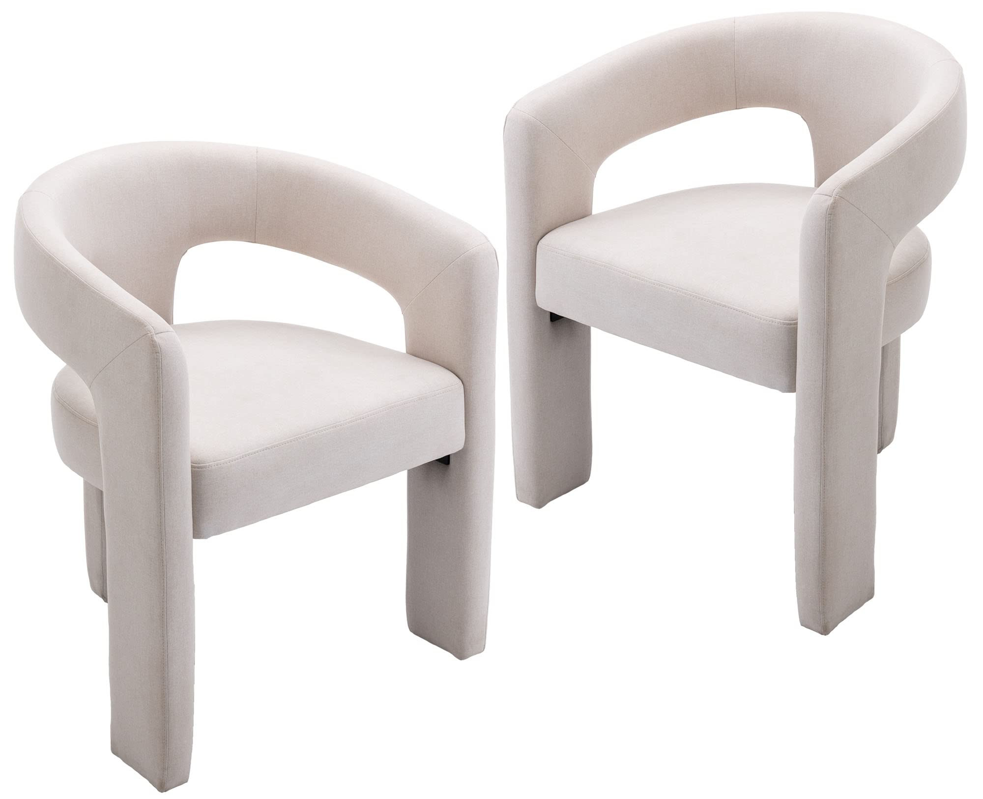 VESCASA Linen Barrel Dining Chair with Open-Back, Upholstered Modern Accent Side Armchair with 3 ... | Amazon (US)