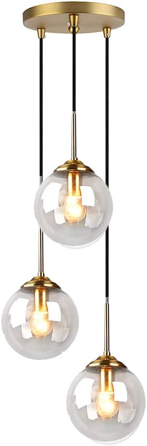 Industrial Retro Loft 3 Way Pendant Light, Cluster Chandelier Hanging Lamp Fixture Brass Fittings... | Amazon (US)
