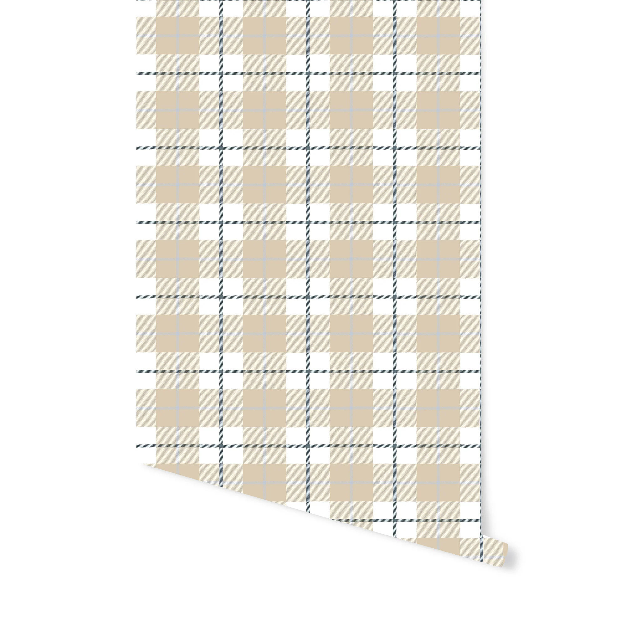 Camden Plaid Wallpaper in Natural & Navy | Brooke & Lou | Brooke and Lou
