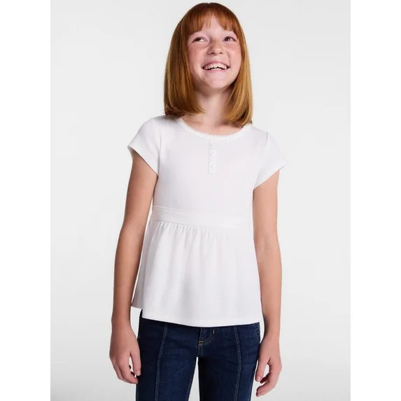 Wonder Nation Girls' Peplum Top with Short Sleeves, Sizes XS-XXL & Plus | Walmart (US)