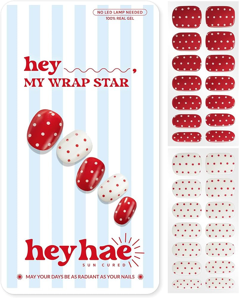 Heyhae Semi Cured Gel Nail Strips | No LED Lamp Needed | Winter, Red, Polka Dots | Easy Apply & R... | Amazon (US)