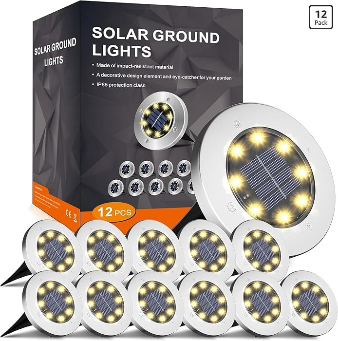 INCX 4.6 inch Solar Lights Outdoor Waterproof,12 Pack Solar Lights for Outside, Solar Garden Ligh... | Amazon (US)