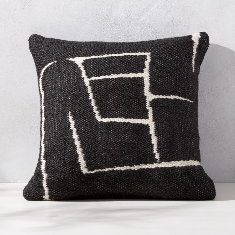 Faro Modern Black and White Outdoor Throw Pillow 20'' | CB2 | CB2