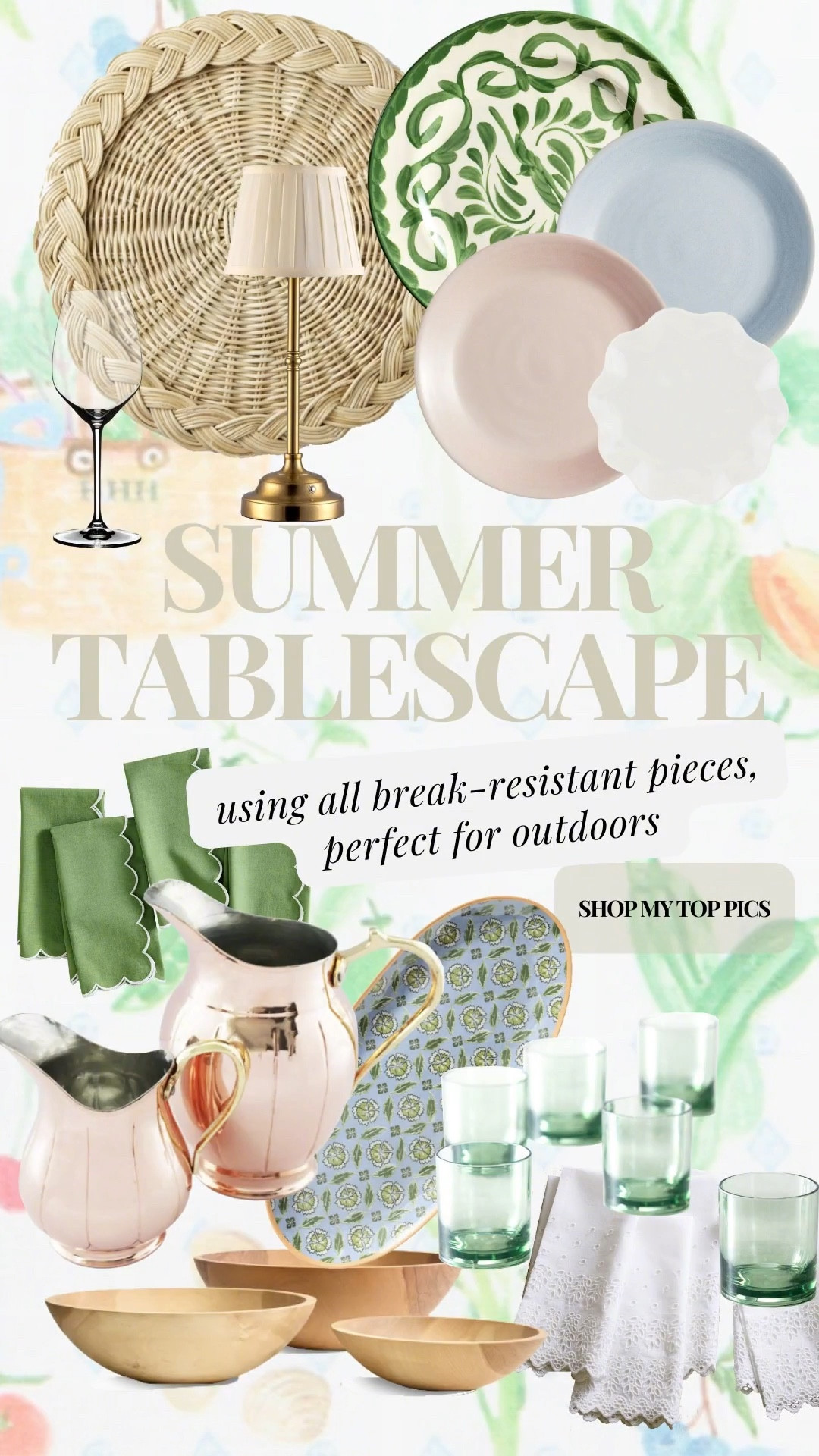 What’s better than a beautiful tablescape? And dinner party that can be hosted outdoors without the fear of anything breaking. I’ve collected some of my favorite break-resistant pieces perfect for the pool deck, kids, and anything else you can dream up to host this summer!

#LTKHome #LTKSeasonal #LTKParties