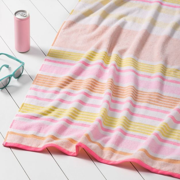 XL Warm Horizontal Striped Beach Towel - Sun Squad™ | Target