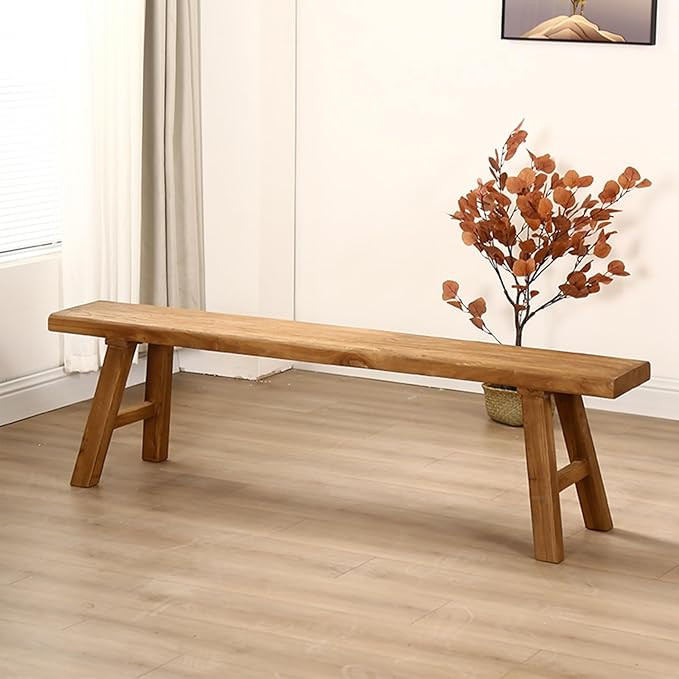 PLMOKN Wooden Narrow Bench Indoor Farmhouse Entryway Long Rustic Noodle for End of Bed Hallway Ch... | Amazon (US)