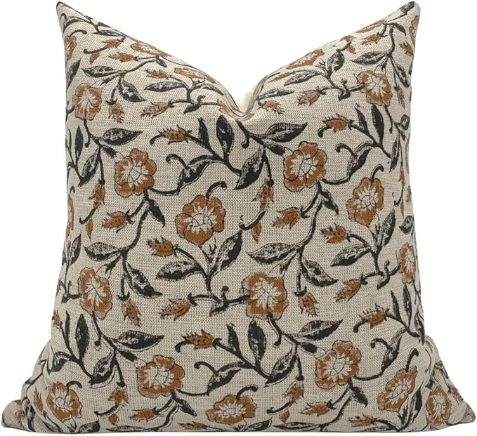 Pack of 2 Floral Block Print Pillow Covers, Decorative Vintage Pillow Covers, for Living Room Cou... | Amazon (CA)