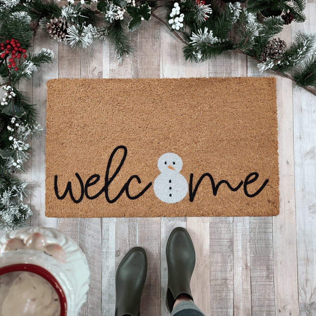 Snowman Doormat Winter Doormat Christmas Doormat Patio - Etsy | Etsy (US)