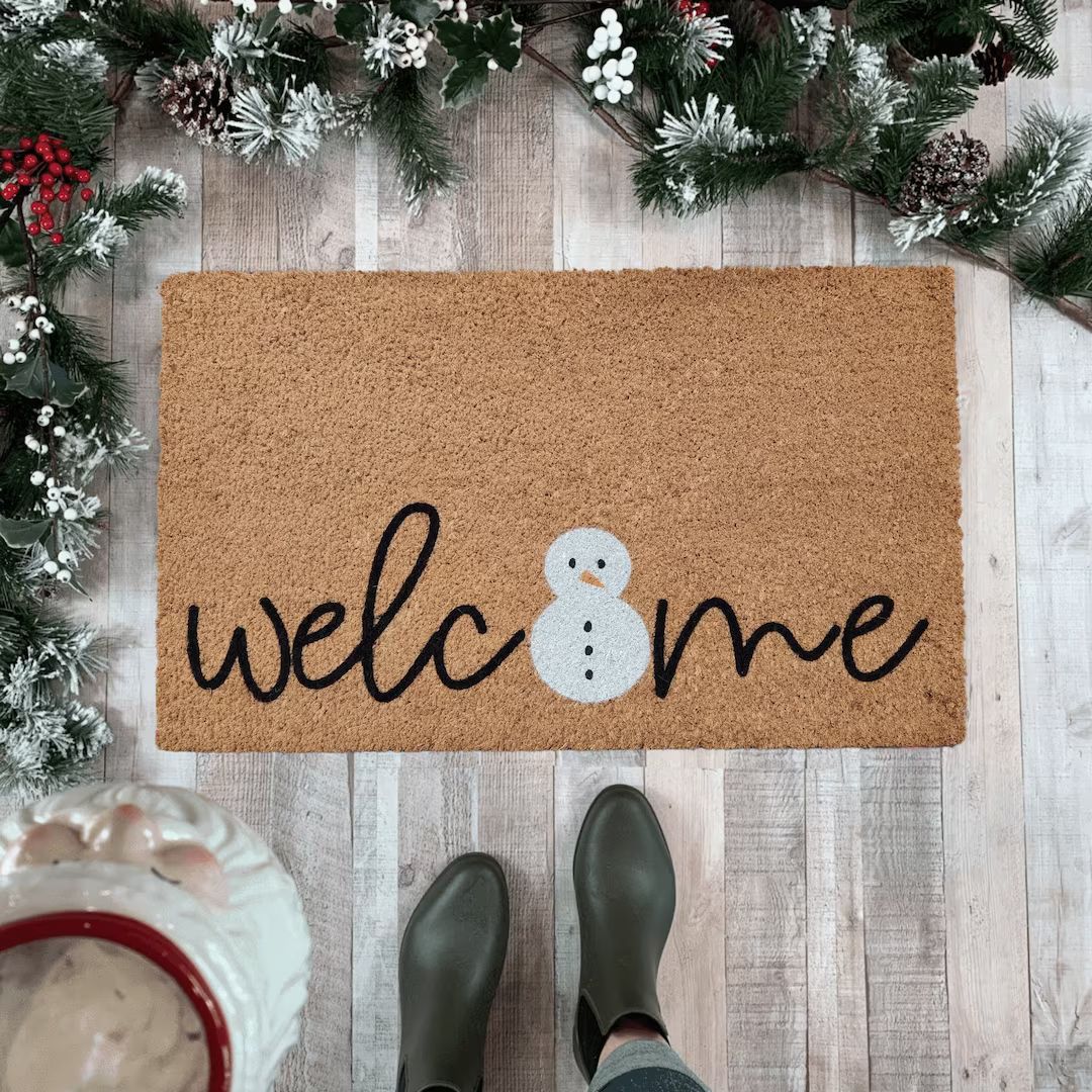Snowman Doormat Winter Doormat Christmas Doormat Patio - Etsy | Etsy (US)