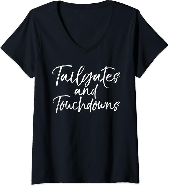 Womens Game Day Apparel for Women Cute Tailgates and Touchdowns V-Neck T-Shirt | Amazon (US)