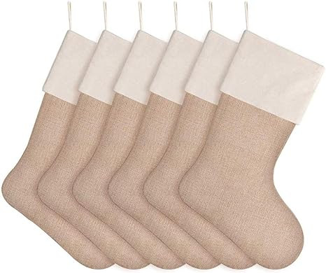 DECORA Natural Jute Burlap Christmas Stocking Fireplace Hanging for Gifts Goodies Handmade Projec... | Amazon (US)