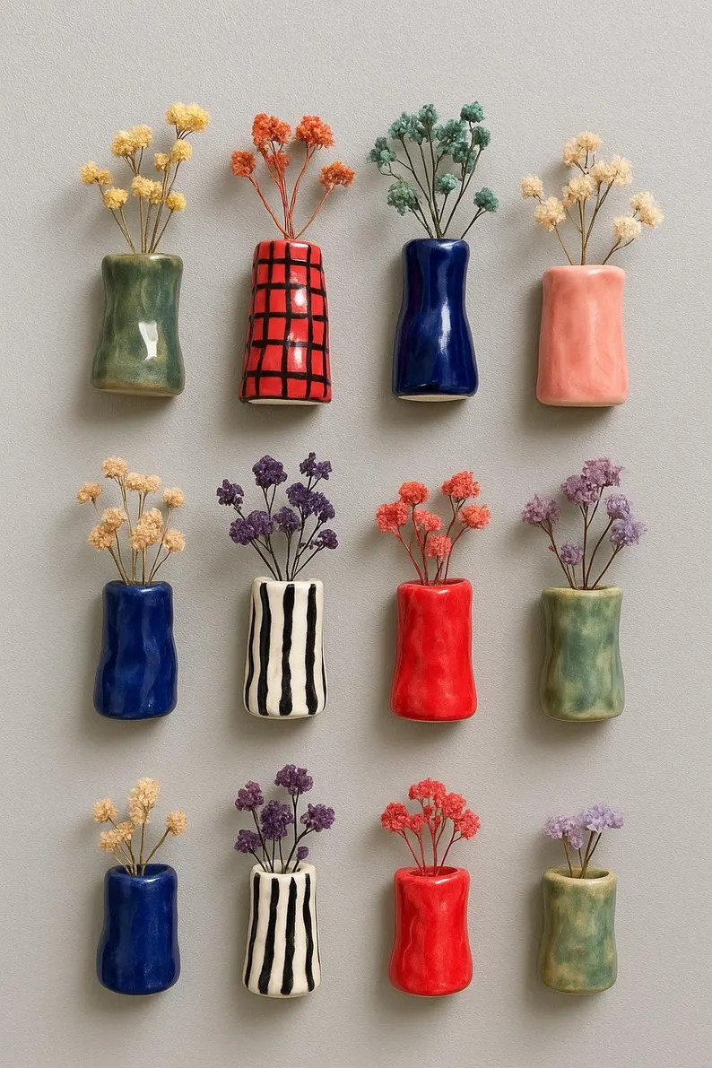 Rustic Ceramic Bud Vase Fridge Magnet, Party Favor - Etsy | Etsy (US)