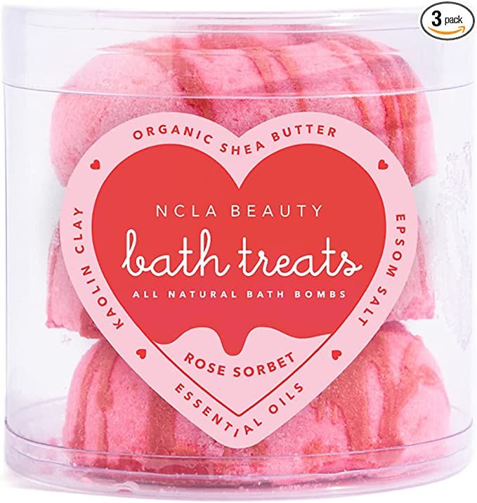 NCLA - Bath Treats All-Natural Heart-Shaped Bath Bombs (Set of 3) | Vegan, Cruelty-Free, Clean Sk... | Amazon (US)