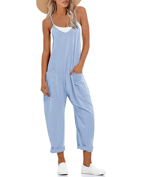 ANRABESS Jumpsuits for Women Casual Summer Overalls Sleeveless Spaghetti Strap Romper Jumpers Tre... | Amazon (US)