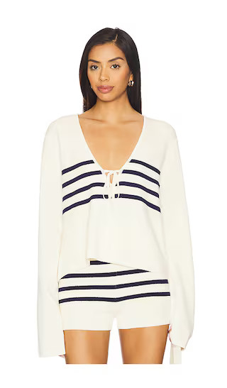 Chrys Sweater in Eggshell & Navy | Revolve Clothing (Global)