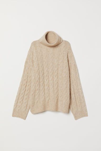 H & M - Cable-knit Turtleneck Sweater - Beige | H&M (US)