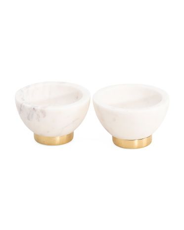 Set Of 2 Marble Bowls With Gold Tone Base | Marshalls