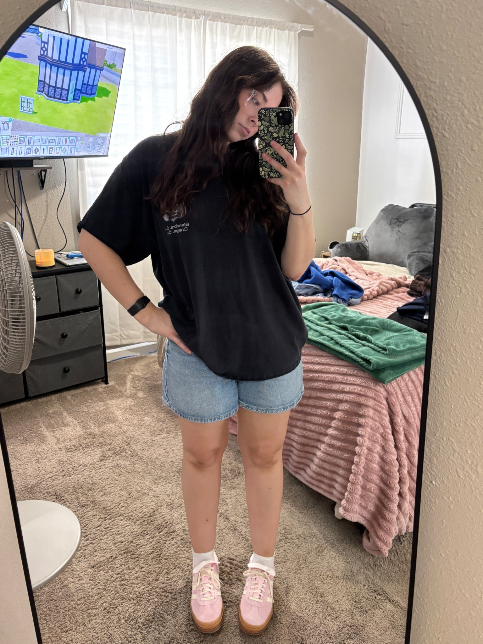 Zara shorts, pink gazelles, baggy black oversized shirt

#LTKFindsUnder100 #LTKMidsize #LTKShoeCrush