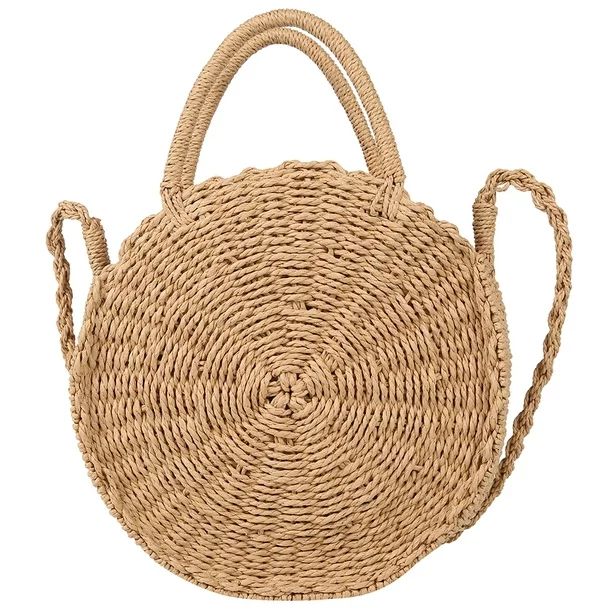 Harupink Handmade Rattan Woven Round Handbag Vintage Retro Straw Rope Knitted Messenger Bag Lady ... | Walmart (US)