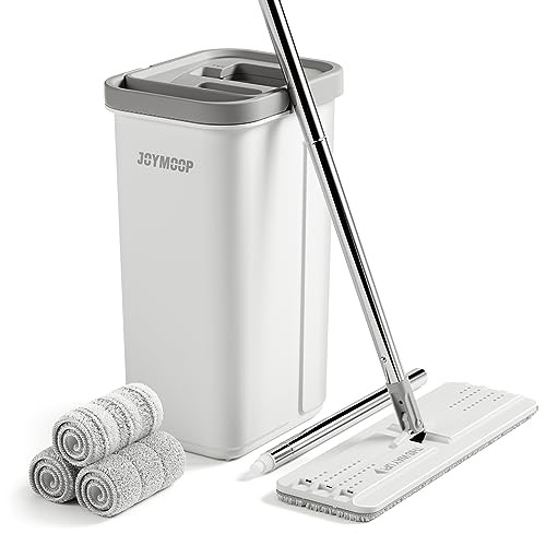 JOYMOOP Mop and Bucket with Wringer Set, Hands Free Flat Floor Mop and Bucket, 60" Mop with 3 Reusable Microfiber Pads, Wet and Dry Use, Floor Cleaning System | Amazon (US)