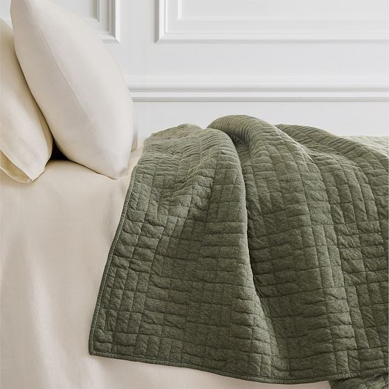Jersey Blanket, F/Q, Dk Olive | West Elm (US)