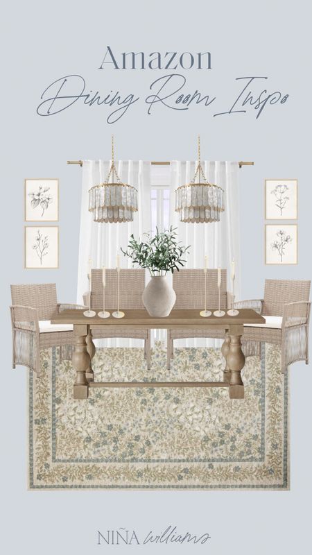Amazon dining room inspo!  Large area rug - spring home decor - Amazon dining chairs - Amazon dining table 

#LTKhome