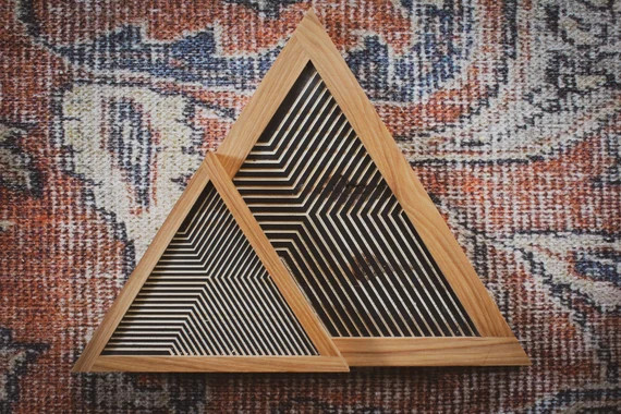 Mini CARVED Wooden Framed Geometric Lines - Triangle | Etsy (US)