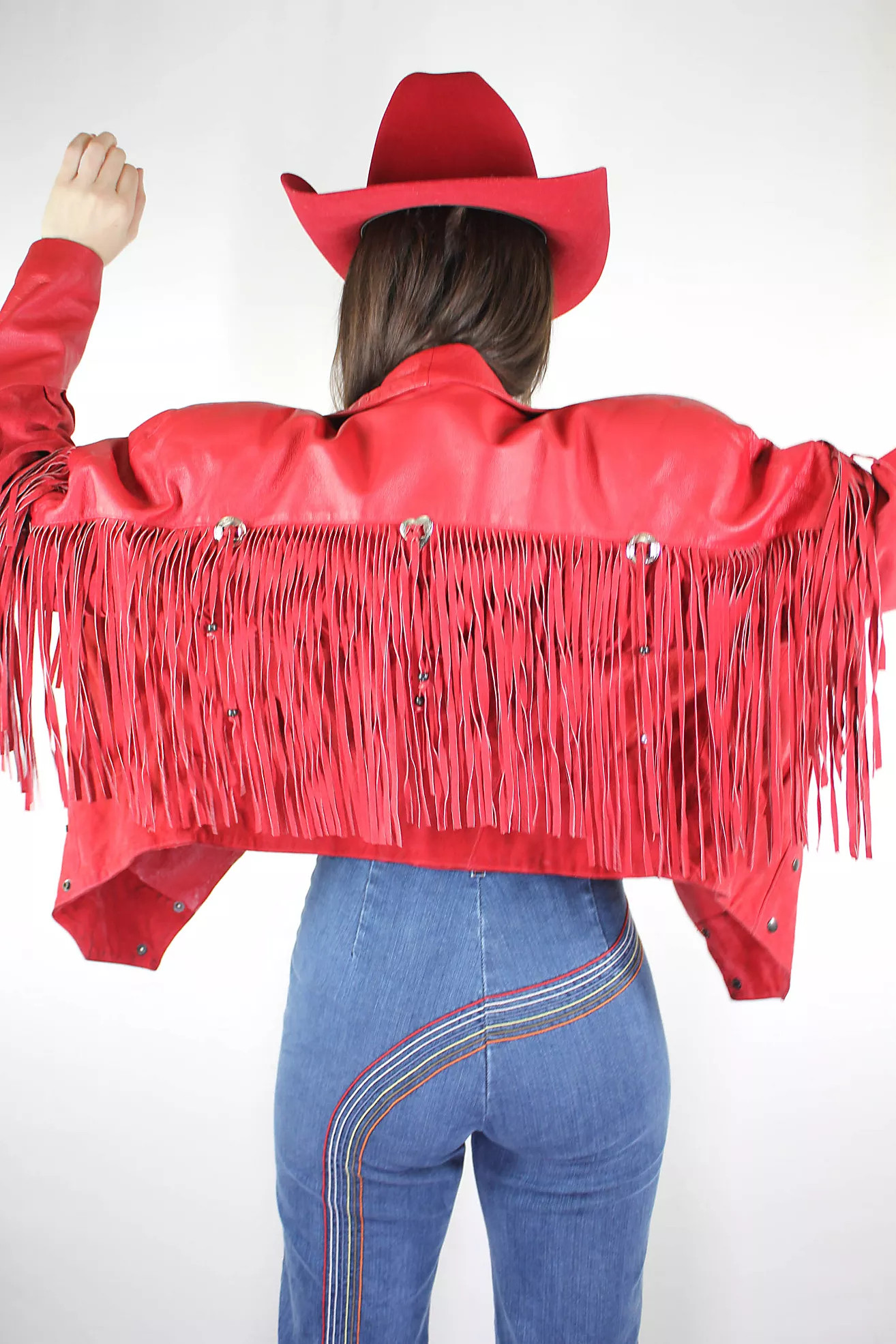 1980s Red Western Suede Fringe Jacket Selected By Moons + Junes Vintage | Free People (Global - UK&FR Excluded)